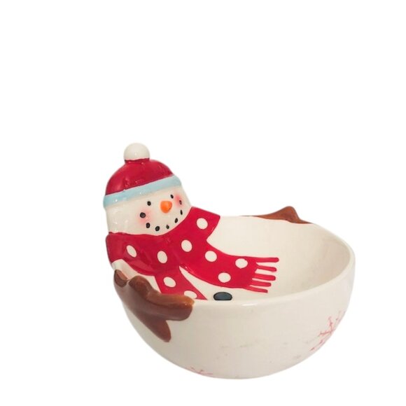 Festive Snowman Hand-Painted Dip Bowl - Picture 3 of 6